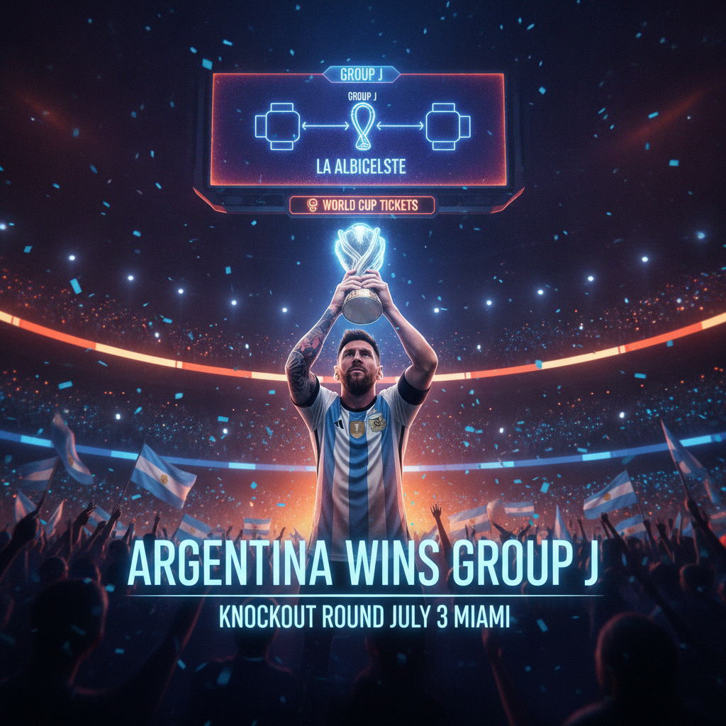 Argentina Wins Group J, Opens Knockout Round in Miami on July 3